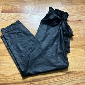 Pink Lily Leather Paperbag Pants